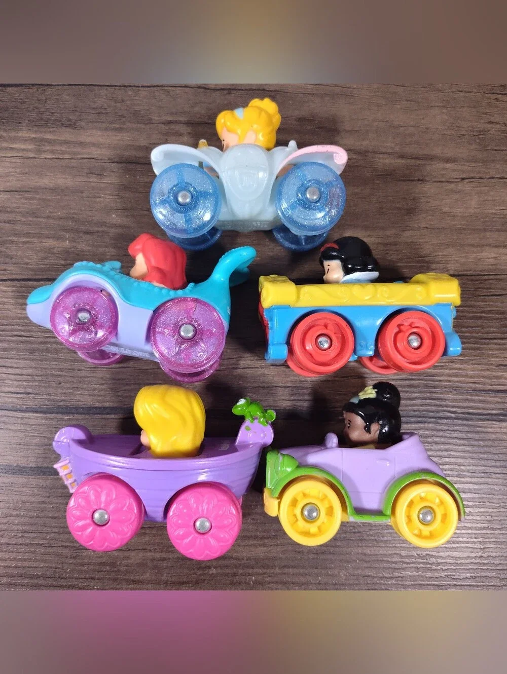Fisher Price Disney Princess Little People Wheelies Lot Of 5